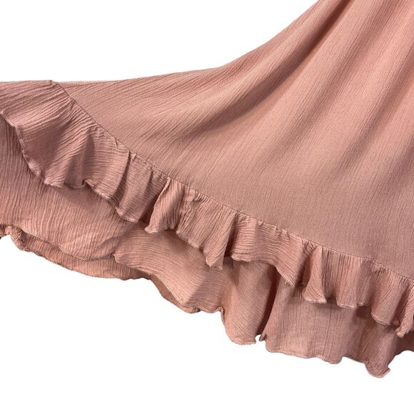 Free People One X-Small Adella Slip Mini Dress Rose Crochet Lace Flowy Smocked - Picture 5 of 12